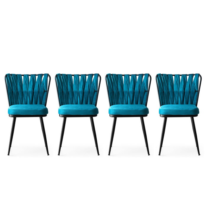 Hanah Home Kuşaklı - 228 V4 Juego de Sillas Negro y Azul Hanah Home Kuşaklı - 228 V4 Juego de Sillas Negro y Azul